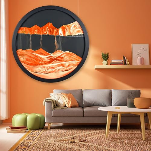 STMKB Sand Art Liquid Motion, 24 Pouces Fixé Au Mur avec Rotation À 360 °, Sablier Créatif pour L'artisanat du Verre, Cadre en Bois Massif, Décoration Murale Relaxante