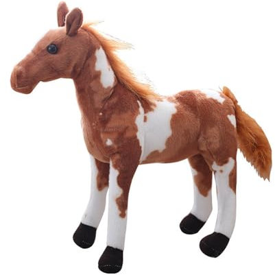 Pferde Kuscheltiere, Simulationspferd Stofftiere Weiches Huggale Plüschkissen Geschenk for Jungen Und Mädchen Geburtstag Heimdekoration(Color A,30CM/11.8IN)