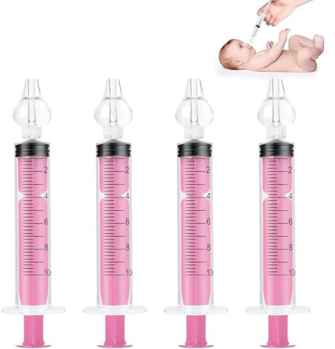 PLABBDPL Siringhe Lavaggio Nasale Neonato, Irrigatore Nasale,Oliva Nasale Bambini, Irrigazione Nasale Riutilizzabile Portatile Aspiratore Nasale 4 PCS 10 ml, Rosa