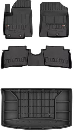 MOTOS Satz Gummifußmatten und Kofferraummatten passend für Hyundai i20 I 2008-2015 Hatchback, 5-türig, mit Reserverad (volle Größe) Verbessern Sie Ihren Reisekomfort mit Antirutschmatte Auto 3D- Allwe