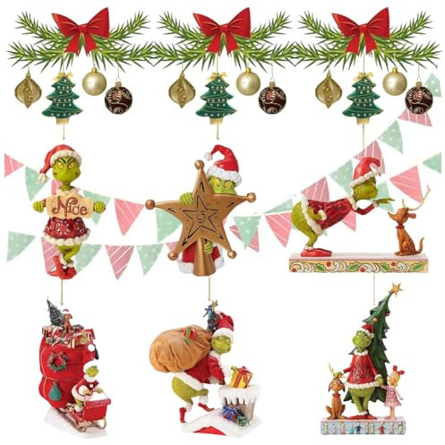 6PCS 3D Xmas Ornament Decorations Funny Santa Ornament Decorative Xmas Decor Hanging Xmas Decorations Xmas Hanging Ornaments Tree Decorations