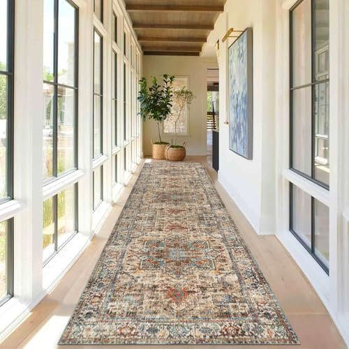 Cekene Teppich Läufer Flur rutschfest 80x300cm Boho Flauschig Küchenteppich Waschbar Lang Flur Teppich für Küche Eingang Schlafzimmer Wohnzimmer