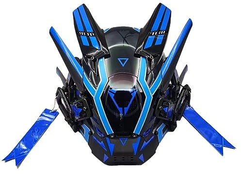 NULA Cybepunk Maske für Erwachsene, Halloween Maske LED Maske Cosplay Helm Maske Futuristische Techwear Maske Cyber Maske Cosplay RolePlay Kostüm Requisiten