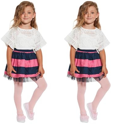MYCHICLEGS - Collant filles microfibre opaque 60 denier - Rose pâle - 9-10 ans lot de 2