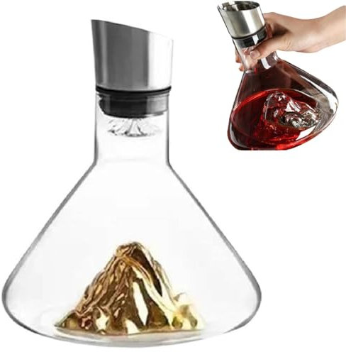 Wine Decanter, Revella Wine Decanter, Wine Decanter Built-in Aerator Pourer, Wine Carafe Red Wine Decanter, Wine Hand-held Aerator, Red Wine Carafe with Built-in-Dispenser (Gold)