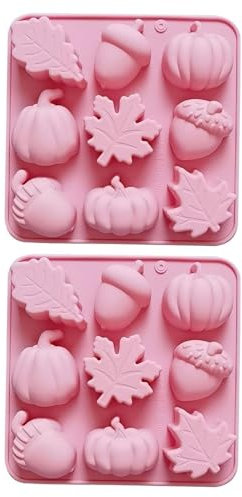 2Pcs Moules À Fruits 3D, Moules En Silicone De Citrouille De Feuille D’Érable, Moules À Chocolat Artisanaux De Bricolage, Moules En Silicone D’Automne, Outils De Fabrication De Bonbons À Dessert