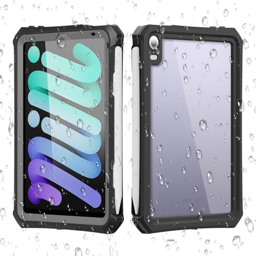 FONREST IP68 – Coque étanche à la poussière pour iPad Mini (A17 Pro) 2024/Mini 6 8,3 avec porte-crayon et dragonne, résistant aux chocs, au sable et à la neige, coque étanche compatible avec Magic