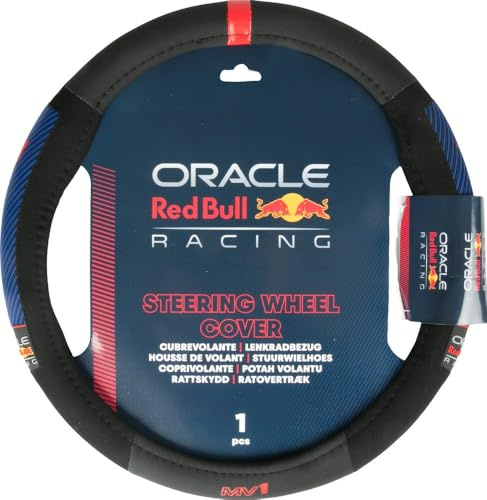 Red Bull Lenkradbezug schwarz/rot 02 Verstappen | Autozubehör für Formel 1 und Max Verstappen Fans | sportliches und Robustes Design