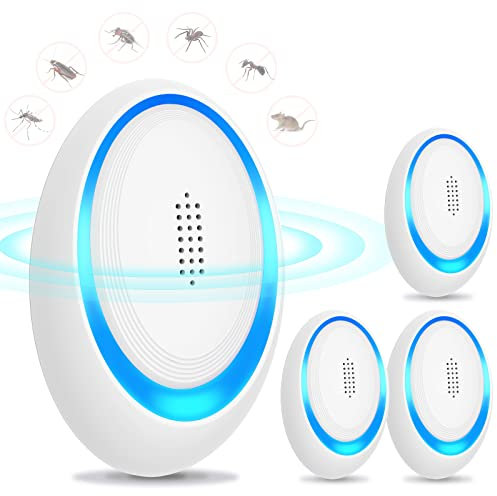 Ultraschall-Schädlingsvertreiber, elektronische Insektenschutz-Mausefallen, 4 Packungen für den Innenbereich, Mückenspinnen-Abwehr-Plugin, effiziente Abwehr von Ratten, Spinnen, Mücken, Mäusen