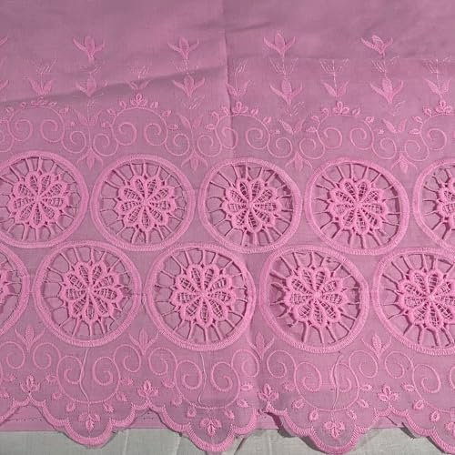 Tissu en coton pour broderie florale en dentelle, broderie anglaise - 111,8 cm de large (rose pâle)