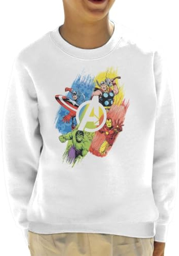 All+Every Marvel Avengers Captain America Thor The Hulk And Iron Man Kid's Sweatshirt White