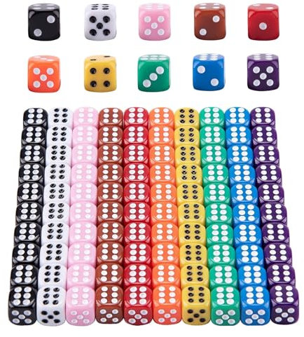 HAXIHA 100 Pezzi Dadi Impostato,6 Facce 12mm Dadi da Gioco,Cubo a sei Lati, per Giocare ai Giochi da Tavolo per Giochi e Feste or Insegnare i Matematici,10 Colori