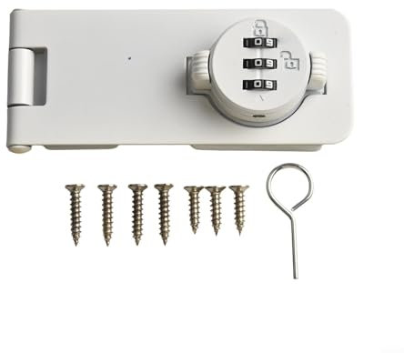 Serratura a combinazione con password a 3 cifre per armadi e porte per animali domestici, accesso senza chiave e maggiore sicurezza (bianco)