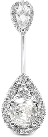AceFun Bauchnabelpiercing Echt Silber 925 Top Down Teardrop 8mm 10mm 12mm Bauchnabel Piercing Ringe S925 Sterling Silber Bauch Bar 14G Reverse Bauchnabel Bars Silber Nabelpiercing Schmuck