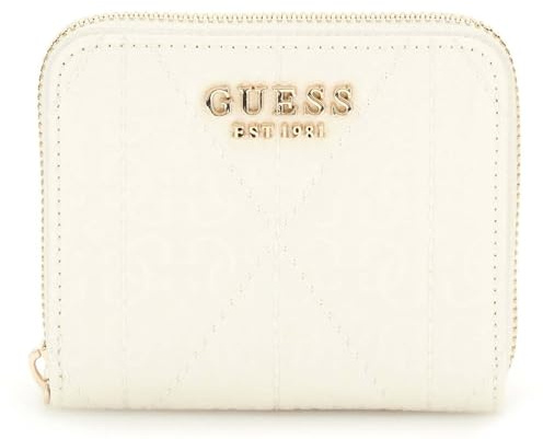 GUESS Aldina SLG Small Zip Around Wallet Cream White