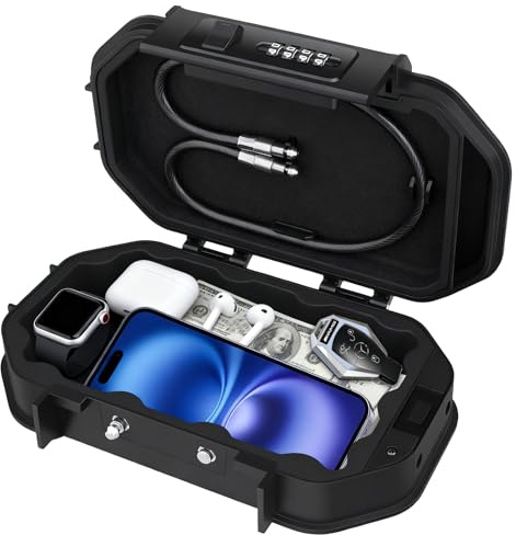Tragbarer Safe Box, Kombinationssicherheitskoffer LockBox mit Code, wasserdichte Anti-Diebstahl-Mini-Reise-Safe mit abnehmbarer Kette, tragbare Schlossbox für Zuhause, Büro, Weihnachten