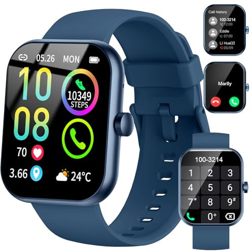 Smart Watch for Men Women Answer/Make Calls, 1.96 Fitness Watch with Heart Rate Step Counter Sleep Monitor SpO2, 113+ Sports Modes Activity Tracker, IP68 Waterproof, Smartwatch for Android/iOS, Blue