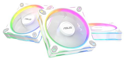 ASUS Prime MR120 ARGB Reverse Triple Pack White Edition, Ventiladores PWM de 120 mm, 20 LED ARGB, Velocidad del Ventilador de 1600 RPM, Flujo de Aire de 58 CFM, Marco de 28 mm de Grosor, Aura Sync
