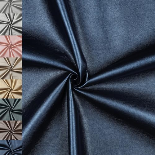 MAGAM-Stoffe Metallic Optik Kunstleder Polsterstoff Kleidung Taschen Meterware ab 50cm (08. Dunkelblau)