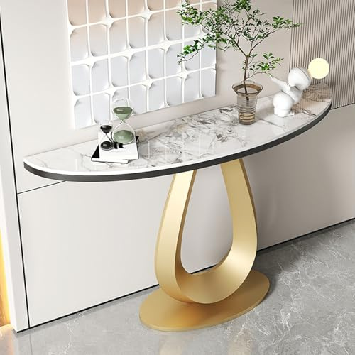 TUPAFJU Table Console Moderne en marbre doré, Table d'entrée Noire, Table d'appoint décorative étroite, pour Hall d'entrée, Couloir, Salon, entrée(Gold,80cm/35.4in)