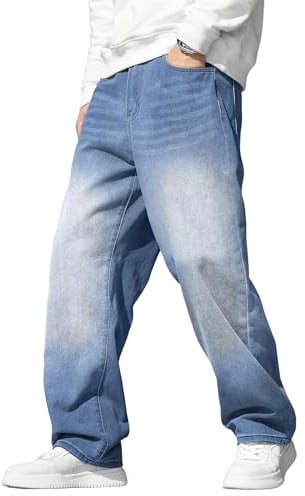 JMIERR Men's Jeans Baggy Wide Leg Jeans Skater Hip Hop Denim Pants Y2K Vintage Loose Fit Streetwear