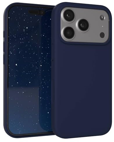 EAZY CASE Premium Silikon Hülle für iPhone 17 Pro - Handyhülle, Stoßfest, Schutzhülle mit Kameraschutz, Kratzfester weicher Mikrofaser-Innenfutter, Slim Silikon Cover Case Bumper - Nacht Blau Blau