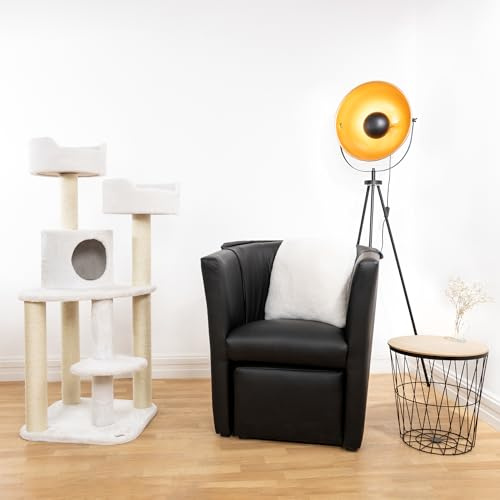 Bontoy Kratzbaum Jerry I 49,5 x 49,5 x 126 cm I mit 9 cm Sisalstämmen I auch für größere Katzen geeignet I erhältlich (Weiß)