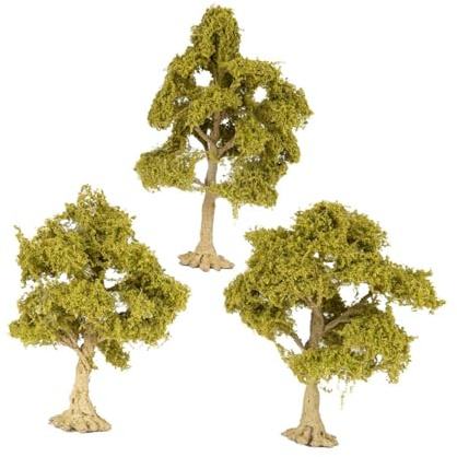 Guohetuk Juego de 3 árboles en Miniatura para Maquetas de Ferrocarril Y Dioramas, árbol de Hoja Caduca