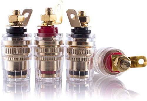 HiFi Lab - Morsetti placcati oro 24 k, terminali presa a banana, connettori audio di alta qualità, avvitabili, 8 pezzi