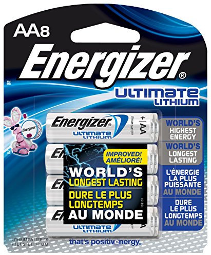 E? Lithium Batteries, AA, 8 Batteries/Pack, Sold as 1 Package
