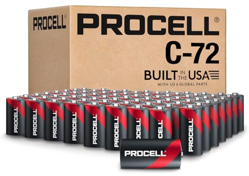 PROCELL Constant C Cell Long-Lasting Alkaline Batteries (72 Pack), 10-Year Shelf Life, Bulk Value Pack for Consistent Moderate Drain Professional Devices