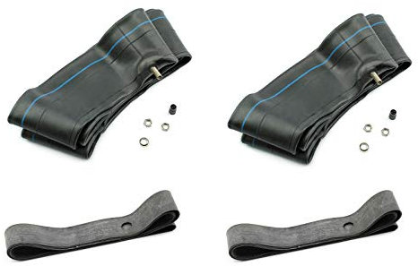 BISOMO Felgenband & Schlauch Set, 4-teilig, Maße 2,25 x 17, Für Moped und Mofa, Hercules, Zündapp, Honda, Camino, KTM, Einfache Montage, Schwarz