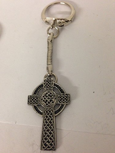 Celtic Cross R142 Emblem made of fine English Pewter on a snake keyring