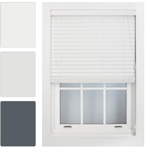 FURNISHED Window Venetian Blinds Faux Wood Venetian Blind 50mm Made to Measure, White Up To 180W x 210H cm
