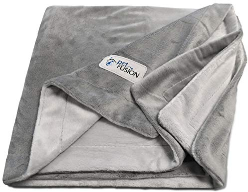 PetFusion Premium-Fleece-Hundedecke, Mikroplüsch-Katzendecke, ultraweich und gemütlich, zweifarbig, wendbar, maschinenwaschbar, Decke für Haustiere, Grau, Größe L (135 x 112 cm)