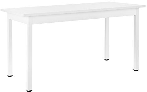 [en.casa] Moderner Esstisch Den HAAG Weiß 140 x 60 cm 6 Personen Tisch Esszimmertisch Küchentisch Esszimmertisch MDF Stahl