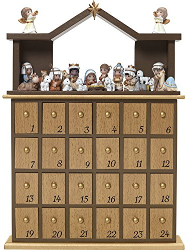 Precious Moments O Come Let Us Adore Him Nativity Advent Calendar -27 Pieces, Multicolor