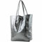 modamoda de T163 Damen Leder Shopper Schultertasche Large mit Innentasche handmade in Italy, Farbe:Anthrazit-Metallic