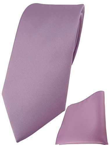 TigerTie Herren Krawatte – Klassische 7,5 cm Krawatte Designer Einstecktuch in flieder einfarbigem Design, ideal für Geschäftstermine, festliche Anlässe und die Freizeit