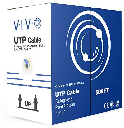 VIVO 500ft Bulk Cat6, Full Copper Ethernet Cable, 23 AWG, UTP Pull Box, Cat-6 Wire, Indoor, Network Installations, Blue, CABLE-V017