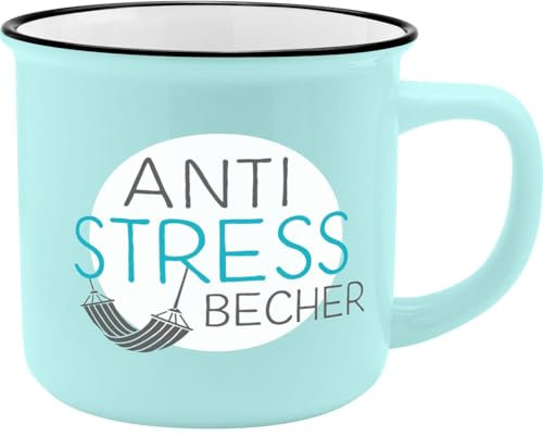GRUSS & CO Becher Motiv Antistress | New Bone China Porzellan, Emaille-Optik, 35 cl | Geschenk, Frühstück | 45789, 1 Stück (1er Pack)