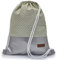 By Bers Leon großer Premium Turnbeutel mit Innentaschen Rucksack Tasche Damen Herren Teenager Gym Bag Draw String 45x34cm für Sport Reise Alltag Einkauf (KaroGrau_SilberMetallicPU)