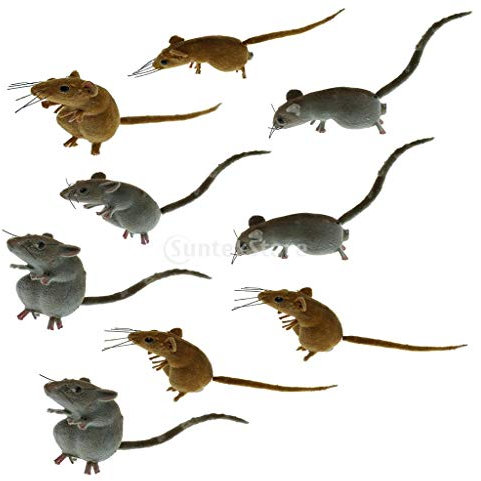 Baoblaze 10PCS Real Looking Mice Rat Garden Animals Figurines Play Trick Joke Props 4''