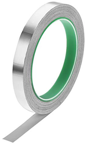 sourcing map Aluminium Klebeband 12mm x 20m Alufolie Isolierband Aluminiumband Selbstklebend Alu Klebeband Hitzebeständig Dichtungsband Wasserdicht Dichtband für Reparatur Abdichtung Isolierung