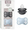 BIBS Supreme Schnuller 2er-Pack, BPA-frei, Symmetrischer Nippel. Silikon, Hergestellt in Dänemark. 0-6 Monate (2er Pack), Iron/Baby Blue
