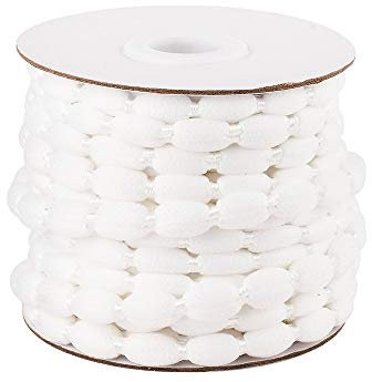 Ideen mit Herz Pompon-Band auf Rolle | Ø 1 cm | 10 m lang | Bommelborte, Pom-Pom-Band | Ideal zum Basteln und Nähen (weiß)