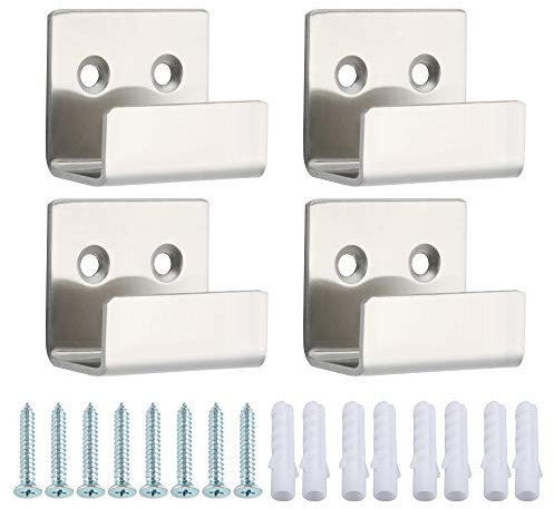 Sayayo Stainless Steel Picture Rail Hooks Picture Hanging Mirror Clips Mirror Fixings Hanging Kits Heavy Duty Ceramic Tile Display Bracket, Brushed Nickel Finish, 4 PCS (20MM Inside Width)