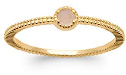 Tata Gisèle Bague en Plaqué Or 18 carats - Anneau Relief et Solitaire en Pierre Naturelle Ronde - Sachet Velours Offert (58, Quartz Rose)
