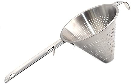 Passoire Chinois Cuisine Inox Conique Profonde Passe Sauce Filtration Tamis Egouttoir Acier Inoxydable Utilisation Professionnelle Restaurant (Diamètre 13.5 cm)
