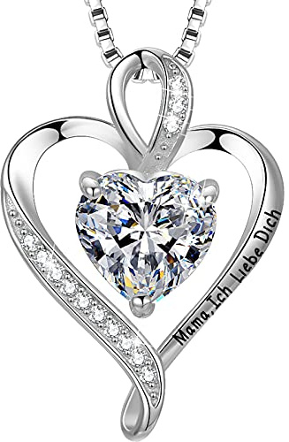 LAVUMO Herz Kette Damen I love you Halskette Schmuck Geschenke für Frauen | Silber 925 Echt/Messing Kette Geschenk Freundin MaMa an Geburtstags Valentinstag Muttertag Mit Rose Geschenkbox
